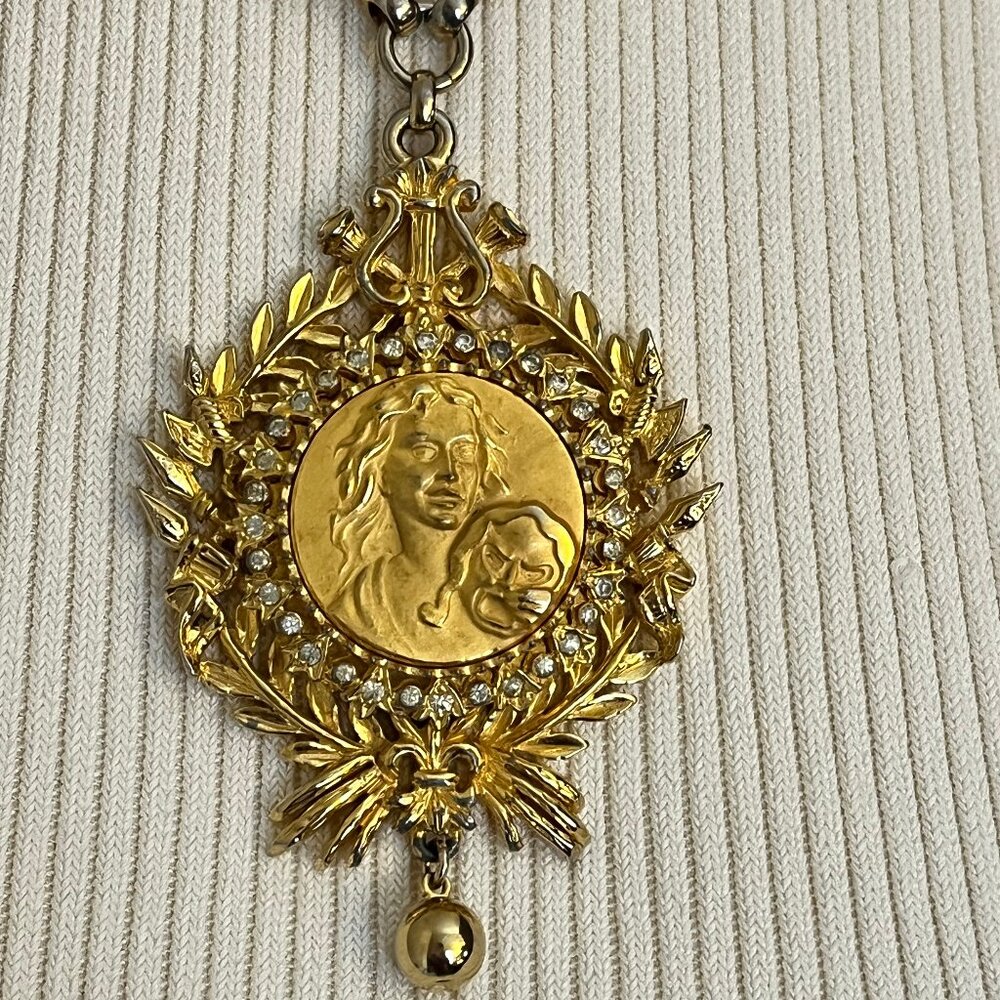 Rare Signed Nettie Rosenstein Theatrical Muse Necklace and Medallion